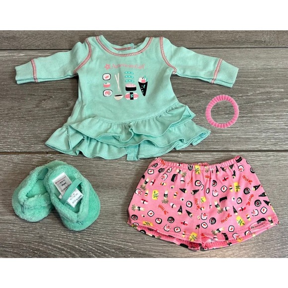 NEW American Girl Doll THATS HOW WE ROLL Japanese Sushi Themed PAJAMAS OUFIT Set - Picture 2 of 11